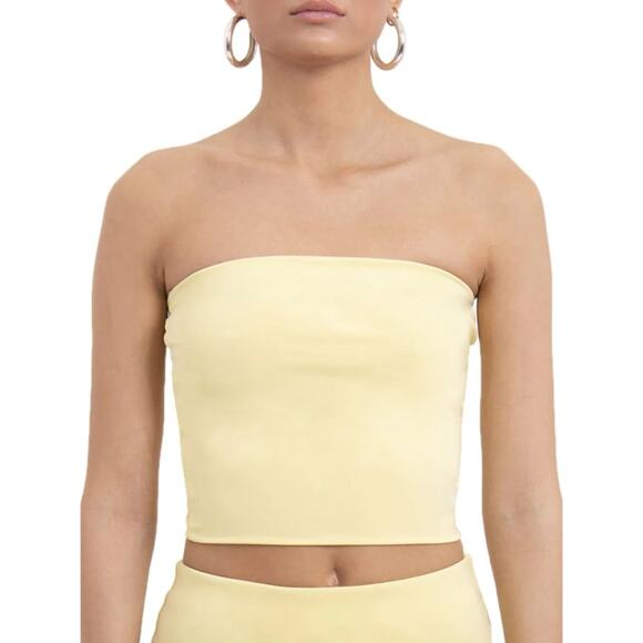 Andamane Gwen Cropped Tube Top -XS - Pale Yellow - Picture 1 of 2